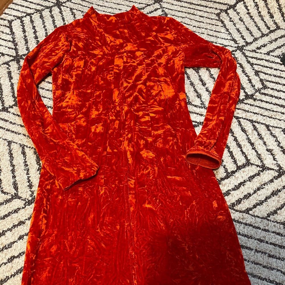 Blood orange velvet dress